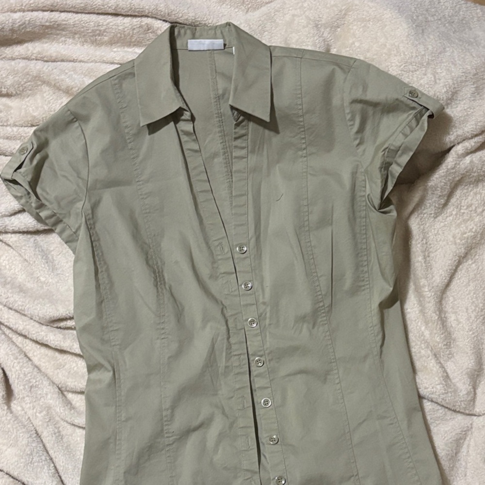 New York & Company White Button-Down Shirt